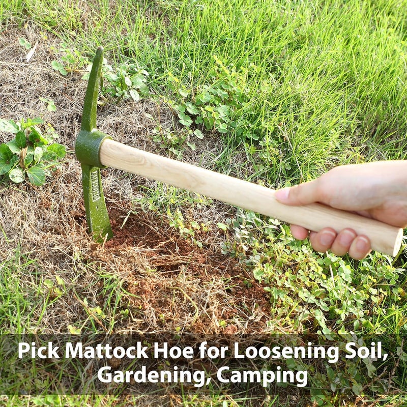 Lothee 8 Pcs Pick Mattock Hoe 14 Inch Heavy Duty Forged Garden Pick Axe with Non-Slip Handle Weeding Mattock Hoe Agriculture Hand Tools for Weeding Cultivating Camping or Prospecting - Image 4